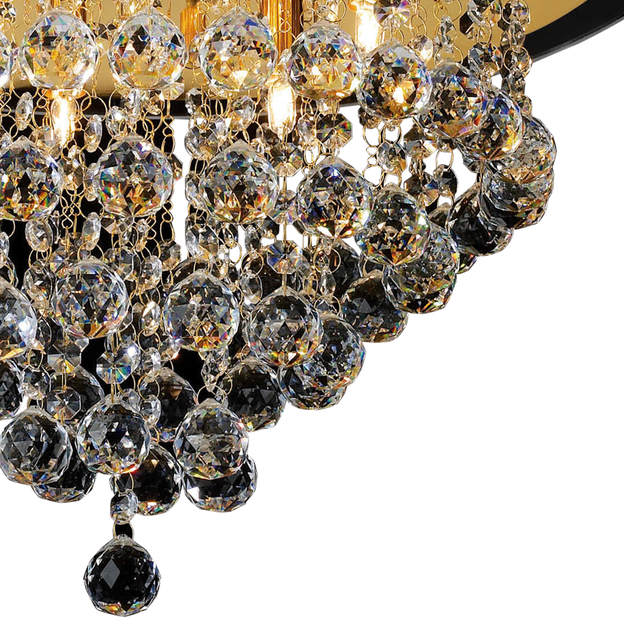 Atla French Gold Crystal Ceiling Lights Diyas Flush Crystal Fittings